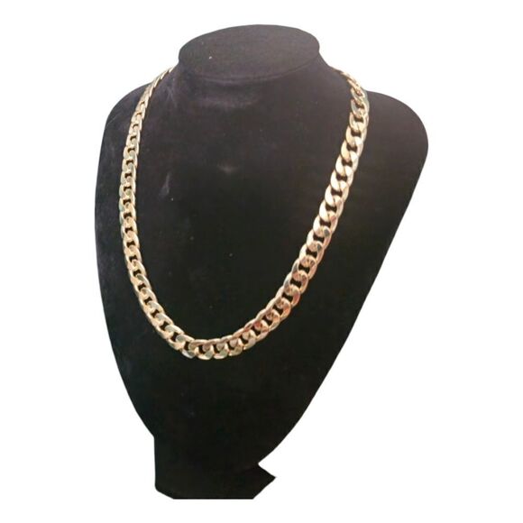Reversible Touch of Blue Gold-tone Curb Chain Necklace - Picture 8 of 15